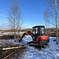 Mini excavator work on construction sites