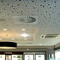 Perforated plasterboard ceiling