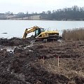 Excavation of water bodies and strengthening of the shoreline
