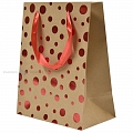 Paper bag with red dot print with ribbon handles