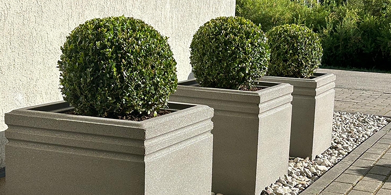 Production and installation of concrete flower pots