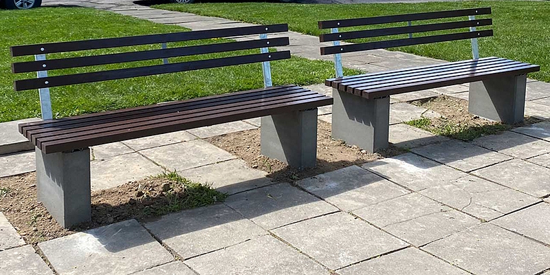 Park bench and table with concrete legs
