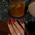 Red gel polish manicure