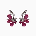 Silver earrings with a ruby