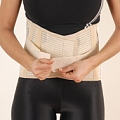 Elastic back orthoses with fastenings