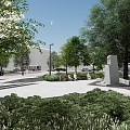 City square and greenery landscape