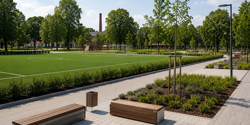 Sports lawn, development of parks and public outdoor spaces