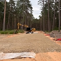 roadbed construction, crushed stone application and surface leveling
