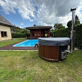 Hot tub with integrated oven and granite top made in Latvia