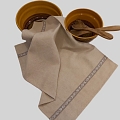 Linen kitchen towel with grey and white ribbon