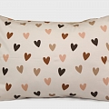 Pillowcase 50x70 knitted fabric, brown hearts, light brown linen